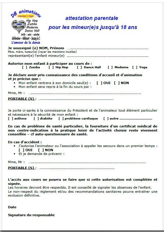 2024 2025 c db attestation parentale